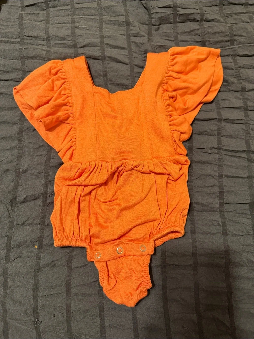 kate quinn Bright Orange Ruffle Sleeve One-Piece Bodysuit